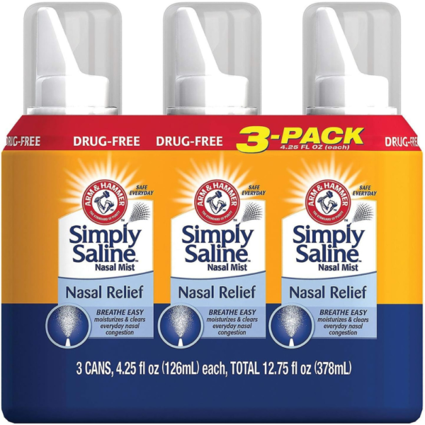 Simply Saline Adult Nasal Mist, Original, Giant Size, Special Multisize of 3 Pack (4.25 Oz Each)