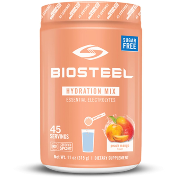 BioSteel Zero Sugar Hydration Mix, Great Tasting Hydration with 5 Essential Electrolytes, Peach Mango Flavor, 45 Servings per Tub