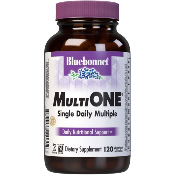 Bluebonnet Nutrition Multi One (With Iron) Vegetable Capsules, Complete Full Spectrum Multiple Vitamin Supplement, B Vitamins, Gluten & Milk free, kosher, 4 Month Supply, 120 Count Search on ebay   Search on Walmart ASIN : B000Z94LJC Submit #45,603 in health & household Prime / FBA 3 / FBM 4 Qty: 77 (buy PRO) Brand: Bluebonnet Product information/details