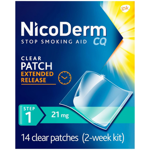 NicoDerm CQ Step 1 Nicotine Patches to Quit Smoking, 21 mg, Stop Smoking Aid, 14 Count