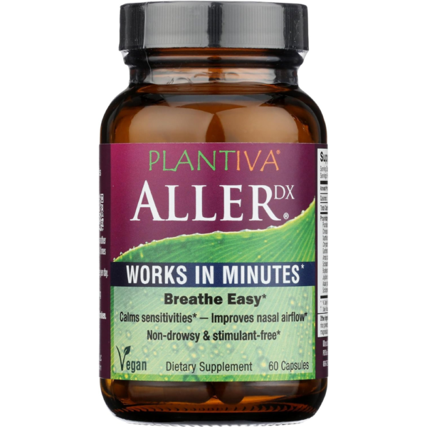Plantiva AllerDx Natural Herbal Seasonal Support Supplement - Non-Drowsy, Stimulant Free, Fast-Acting Respiratory Support - 60 Capsules