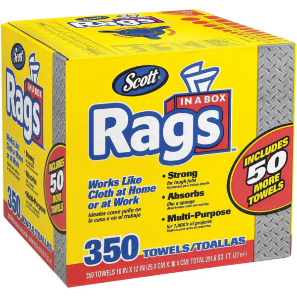 Doaaler(TM) Scott Shop Rags In A Box 350 Count White Soft and Low in Lint 75650 - New Item