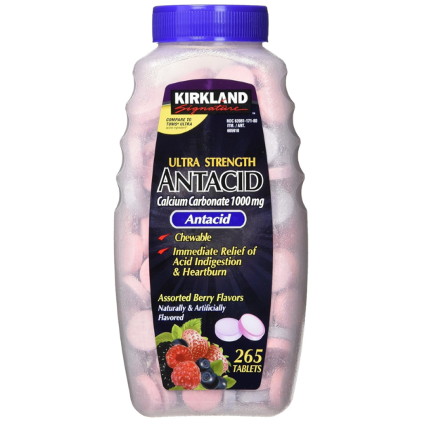 Kirkland Signature Chewable Ultra Strength Antacid / Calcium SUpplement 1000mg 265 Count (Pack of 2)