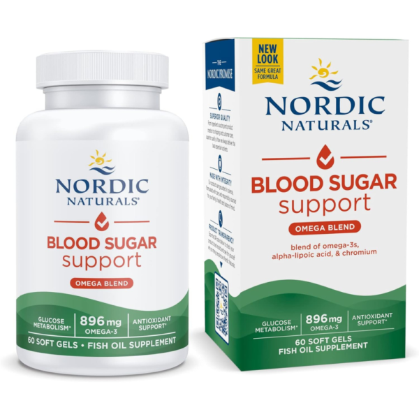 Nordic Naturals Omega Blood Sugar, Lemon - 60 Soft Gels - 896 mg Omega-3 + Alpha-Lipoic Acid & Chromium - Metabolism - Non-GMO - 30 Servings