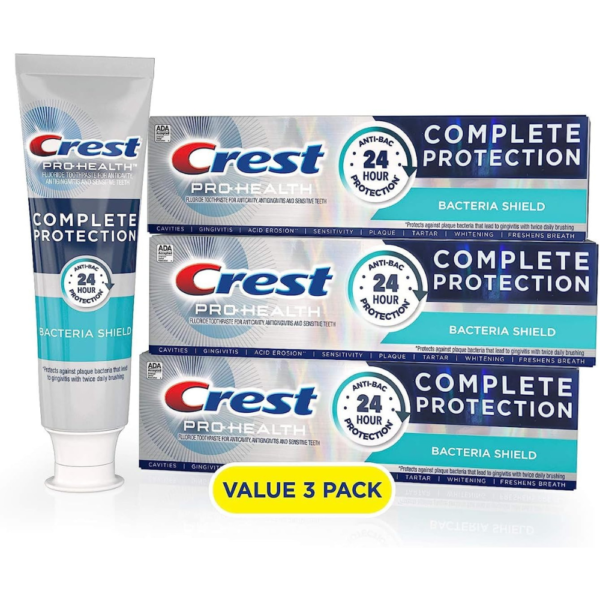 Crest Pro-Health Complete Protection Toothpaste, Bacteria Shield, 4.0oz (Pack of 3)