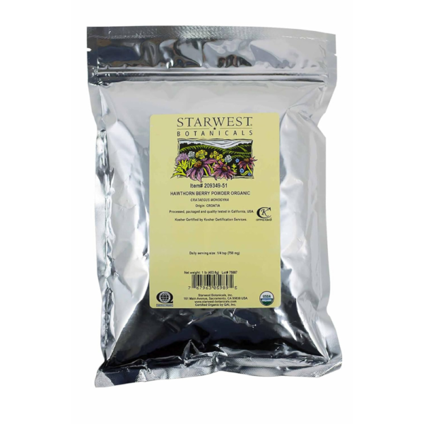 STARWEST BOTANICALS Organic Hawthorn Berry Powder, 16 oz, 1 lb