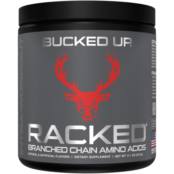 Bucked Up- BCAA RACKED™ Branch Chained Amino Acids | L-Carnitine, Acetyl L-Carnitine, GBB | Post Workout Recovery, Protein Synthesis, Lean Muscle BCAAs That You Can Feel! 30 Servings (Blood Raz)