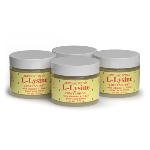 L-Lysine Ointment - 0.875 oz - Lysine Cold Sore Treatment and Blister Relief - Soothes Lips – 4 Pack