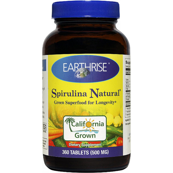 Earthrise ® Spirulina Natural 500mg Tablet 360 counts, Natural Premium Spirulina from California- Vegan, Gluten Free, Keto Friendly, Non -GMO Super Food high in vitamins & minerals.
