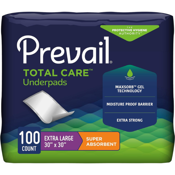 Underpad Prevail Super, 30 X 30", Heavy Absorbency, Up-100 - Case of 100