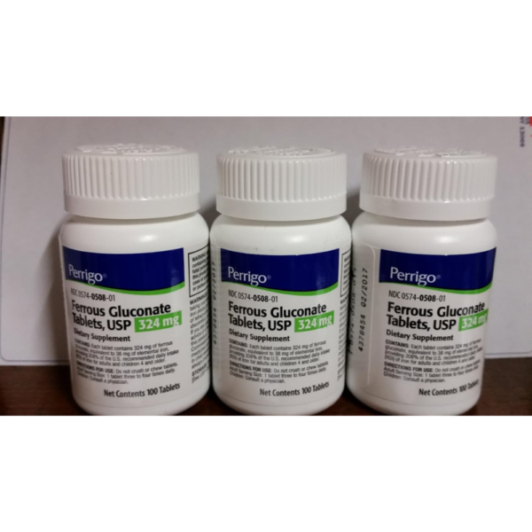 Ferrous Gluconate, 324mg, 100 Tablets, 3-Pack