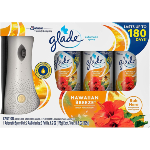 Glade Automatic Spray Air Freshener 1 Holder + 3 Refills - Hawaiian Breeze