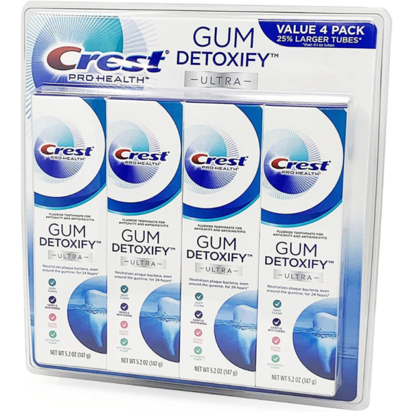 Crest Pro Health Ultra Gum Detoxify Toothpaste (4-Pack, 5.2 oz each)