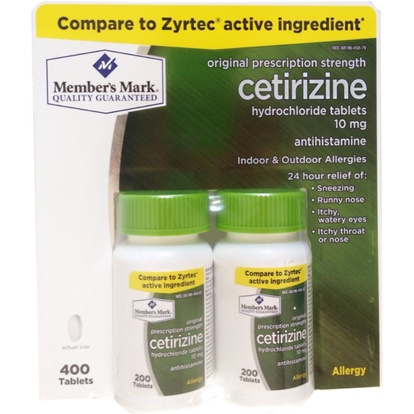 Member's Mark Formerly Known As Simply Right Cetirizine Hydrochloride Allergy Tablets,10 mg-400 Count.