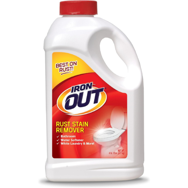 IRON out Rust Stain Remover Powder, Remove Rust Stains in Bathrooms, Kitchens, Appliances, Laundry, and Outdoors, 4.75 Pound Bottle