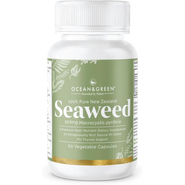 Seaweed Kelp Supplements New Zealand | Premium - 100% Pure Organic & Natural - Multi-Nutrient & Thyroid Support Supplement - Natural Source of Iodine | 60 Vegetarian Capsules