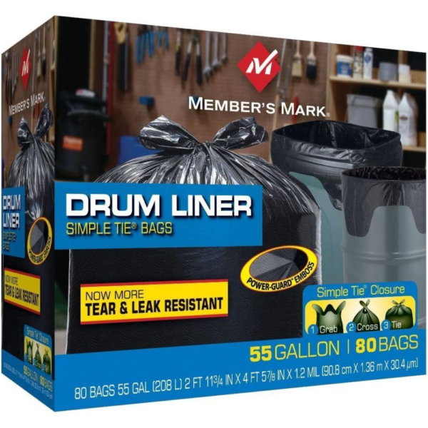 Member's Mark Simple Tie Drum Liner - 55 gal - 80 Count