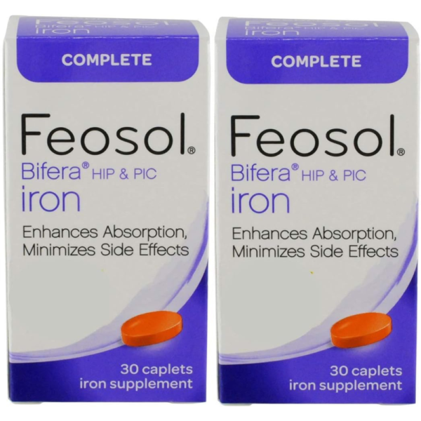 Feosol Original Iron Supplement Tablets, Non-heme, 325mg Ferrous Sulfate (65mg Elemental Iron) per Iron Pill, 1 Per Day, 30 Count(Pack of 2, Total 60 Count), for Energy and Immune System Support