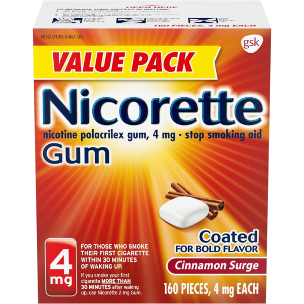 Nicorette 4 mg Nicotine Gum to Help Stop Smoking - Cinnamon Surge Flavored Stop Smoking Aid, 160 Count
